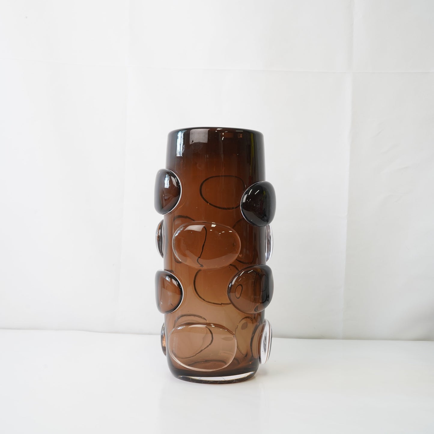 brown hand-blown glass vase sculptural handblown , creating a bold, artistic statement piece for interiors