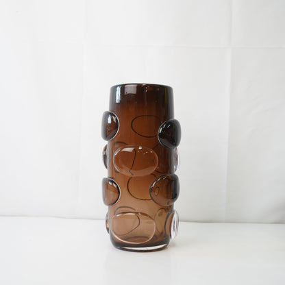 brown hand-blown glass vase sculptural handblown , creating a bold, artistic statement piece for interiors