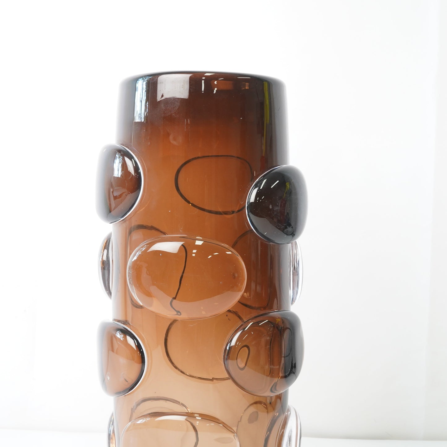 brown hand-blown glass vase sculptural handblown , creating a bold, artistic statement piece for interiors